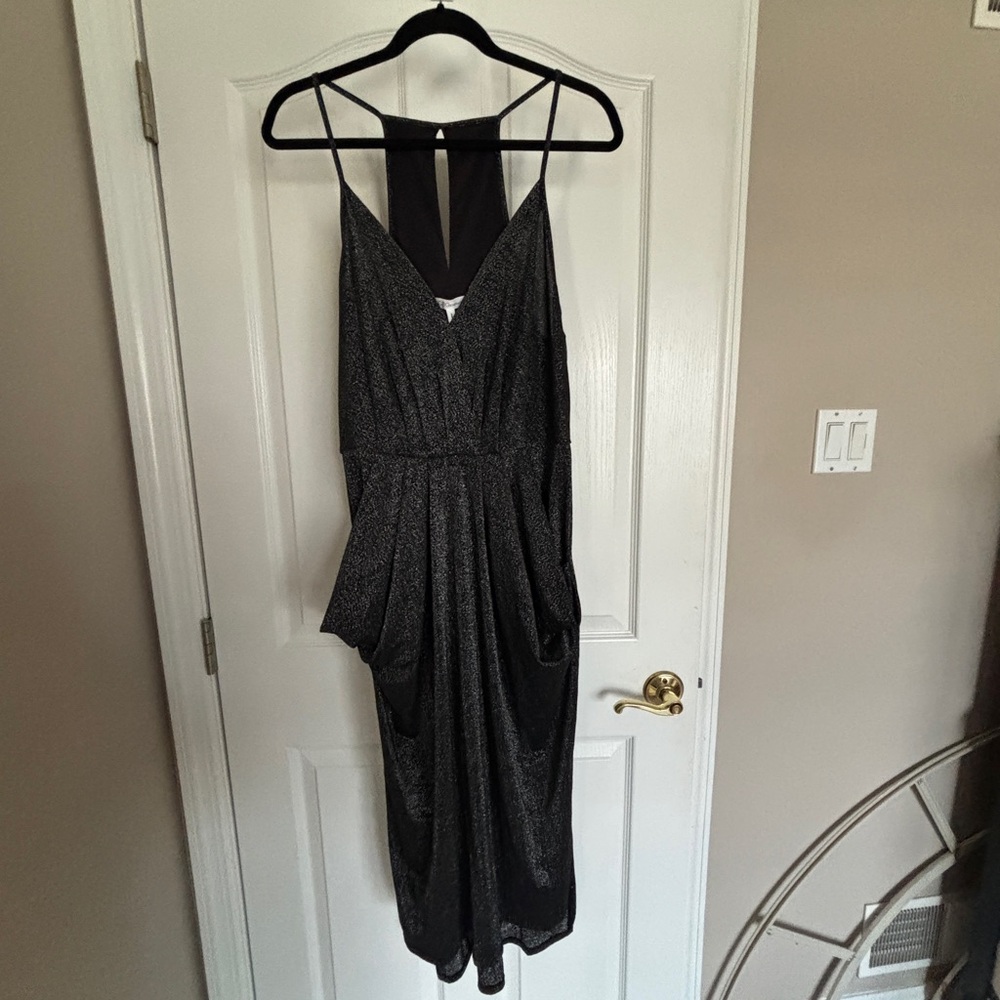 BCBGeneration Shimmering Black Backless Dress